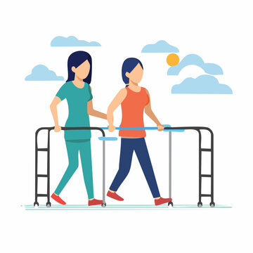 Physical Therapy Session with Parallel Bars
