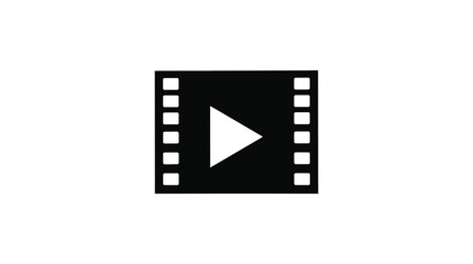 Fototapeta premium Simple black film strip icon with a white play button
