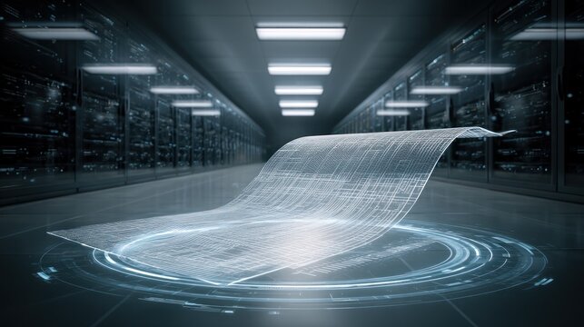 Data stream flowing in server room