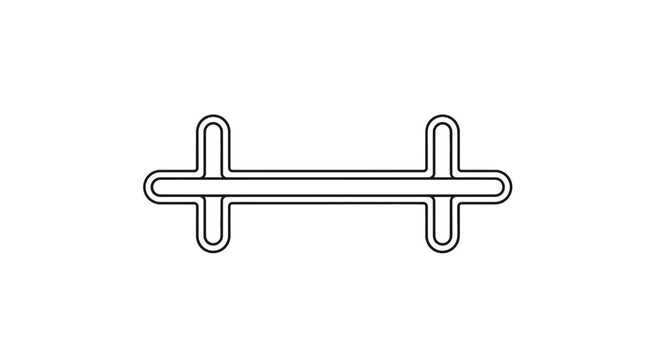Abstract minimalist horizontal line with rounded ends and perpendicular bars, simple graphic element