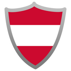 Obraz premium Austria of arms shield on yellow blue red flag