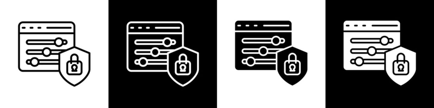  Browser black and white icon design concept