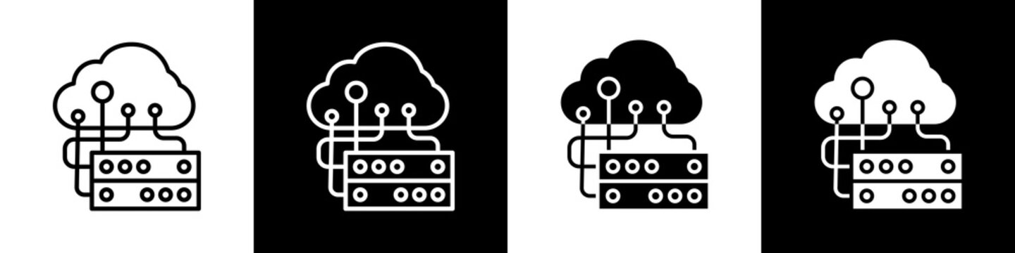 Server  black and white icon design concept