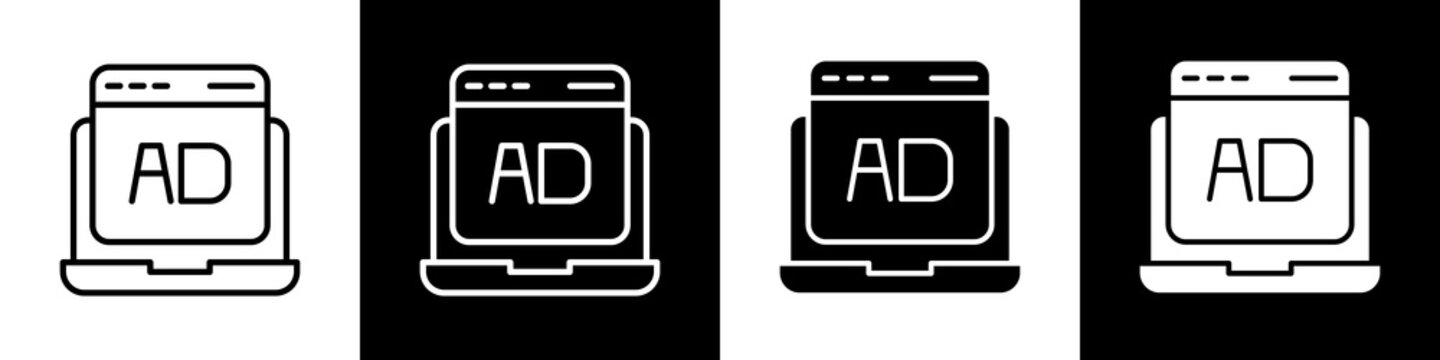Ad blocker black and white icon design concept