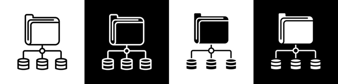  Folders black and white icon design concept