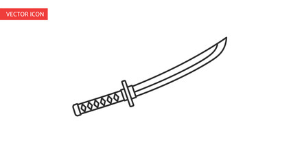 Obraz premium Simple Line Art Icon of a Katana Sword