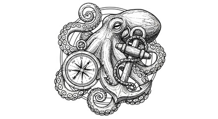 Octopus holding a smoking pipe. © Fauzi