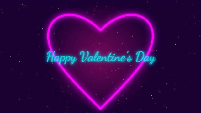 animated Typographic Neon Heart Valentines Day celebrations.