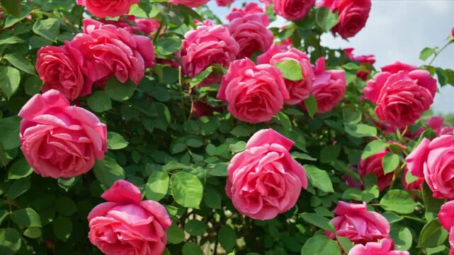 Cluster of vibrant pink roses