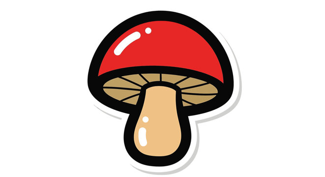 Colorful cartoon mushroom illustration closeup.