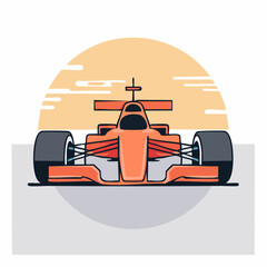 Obraz premium Orange Formula 1 Race Car Illustration