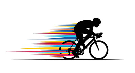 Fototapeta premium Dynamic cyclist silhouette on road bike with colorful motion blur