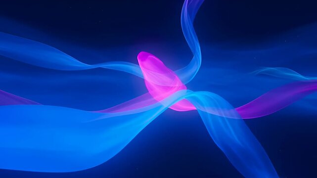 Abstract wave colourful vibrant flowing blue pink light motion background with glowing smooth gradient and soft dynamic ribbon on dark blue abstract backdrop