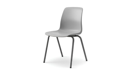 Obraz premium Modern minimalist light gray molded plastic chair with thin metal legs, perfect for contemporary dining rooms, offices, or kitchens