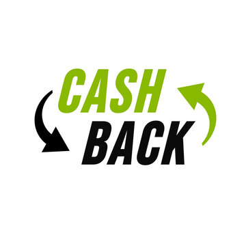 Modern cash back concept logo featuring bold typography and circular arrows in green and black isolated on light background.