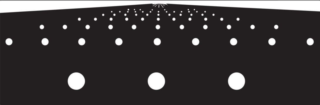Black background with white dots decreasing in size pattern