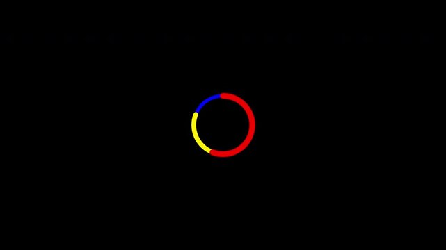 Creative UI Loading Animation Circle Different Stroke 3 Color Red Yellow Blue Rotate Loop Transparent Background