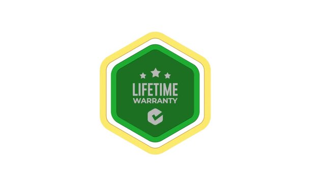 Lifetime Warranty Badge Animation on White Background &ndash; Premium Guarantee Shield Motion Graphic