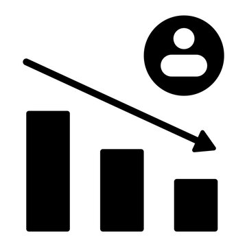 Customer churn rate and user attrition solid glyph icon

