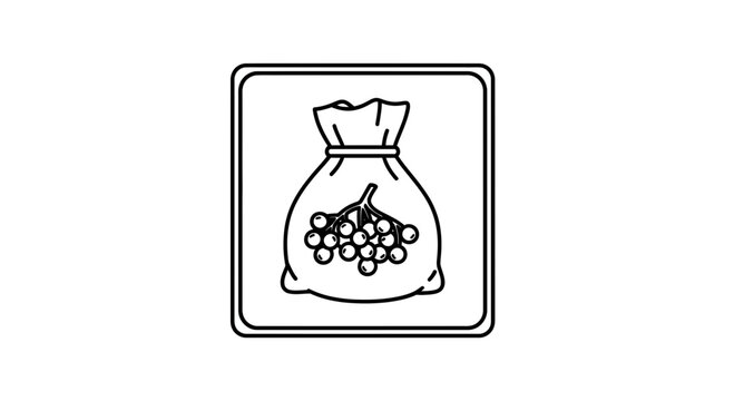 Bag of berries icon, simple line art illustration, isolated on white background
