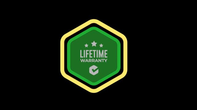 Lifetime Warranty Badge Animation on Black Background &ndash; Premium Guarantee Shield Motion Graphic