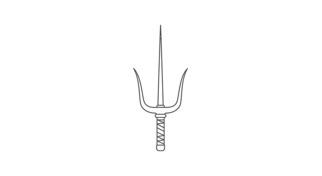 Sai Weapon Silhouette Icon, Martial Arts Tool, Traditional Japanese Weapon