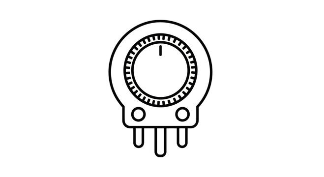 Potentiometer icon, variable resistor symbol, electronic component line art