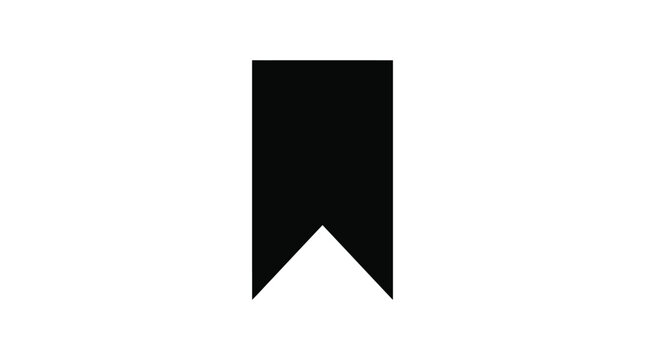 Simple black ribbon bookmark icon for digital interface design elements