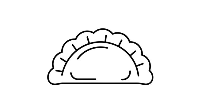 Simple Outline Drawing of a Delicious Dumpling or Empanada