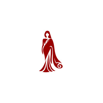This is an elegant minimalist logo featuring the stylized silhouette of a woman wearing a traditional Indian saree (sari),