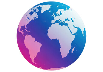 Fototapeta premium Vibrant globe illustration with colorful continental details PNG isolated on transparent background