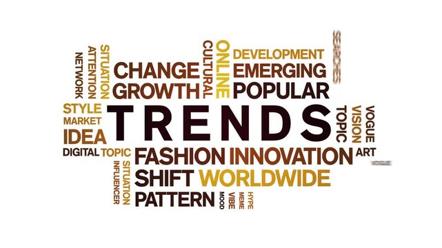 Trends animated word cloud-text design animation tag kinetic typography seamless loop.