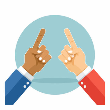 Two hands pointing fingers at each other