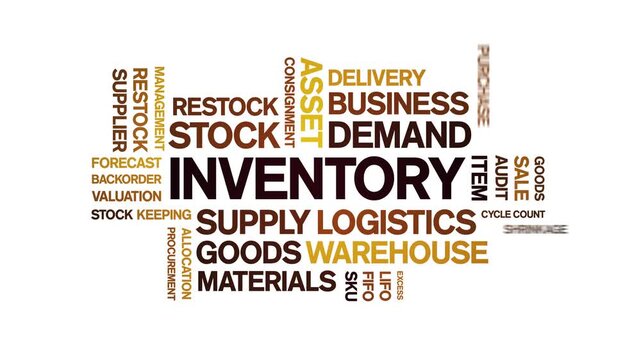 inventory animated word cloud-text design animation tag kinetic typography seamless loop.