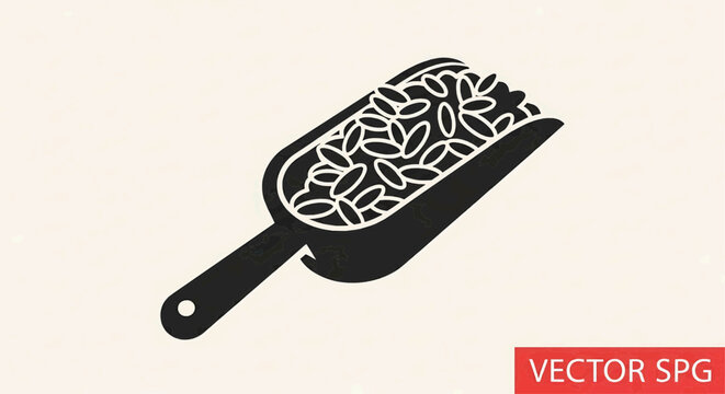 A shovel filled with leaves is scooped up on a plain background.