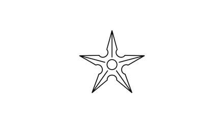 Obraz premium Ninja Star Shuriken Icon - Black and White Vector Illustration