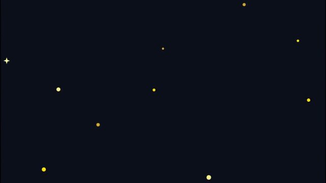Abstract animation featuring glowing yellow dots floating slowly across a dark screen creating a peaceful and minimalist visual motion effect