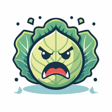Angry Cabbage Character Illustration