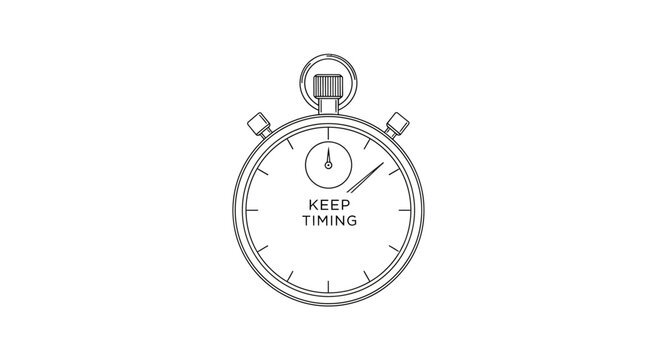 Stopwatch with 'Keep Timing' text, symbolizing time management and punctuality