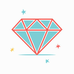 Fototapeta premium Stylized Diamond Icon with Sparkles