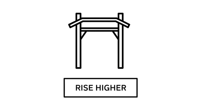 Pull Up Bar Icon with Motivational Text "Rise Higher" - Fitness and Strength Concept