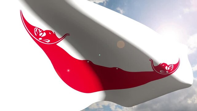 Easter Island Rapa Nui Flag Fluttering Gracefully Against the Open Sky