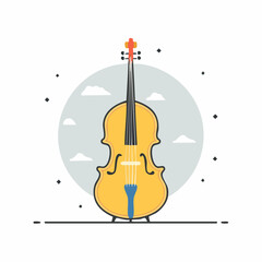 Fototapeta premium Illustration of a Cello with Clouds and Stars