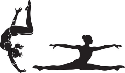 Fototapeta premium Gymnast silhouette on white background.