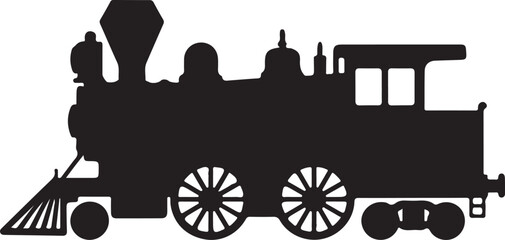Steam locomotive in solid silhouette. © Faisal