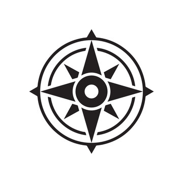 Vintage Compass Rose Badge on white background or silhouette vector 