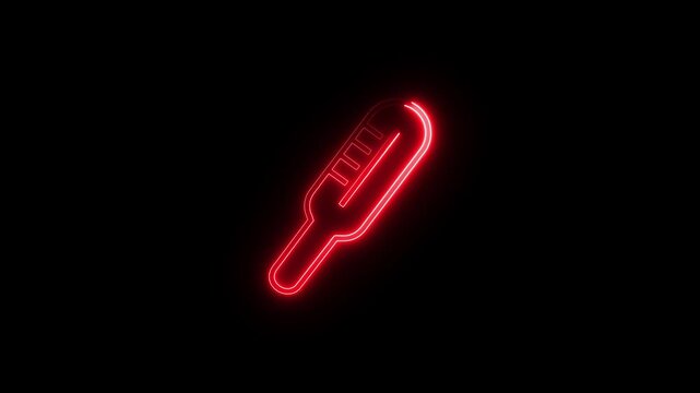 Neon thermometer medical icon animation background.
