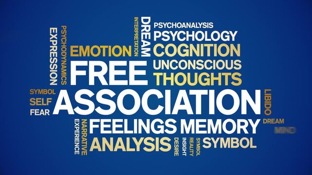 Free Association animated word cloud-text design animation tag kinetic typography seamless loop.
