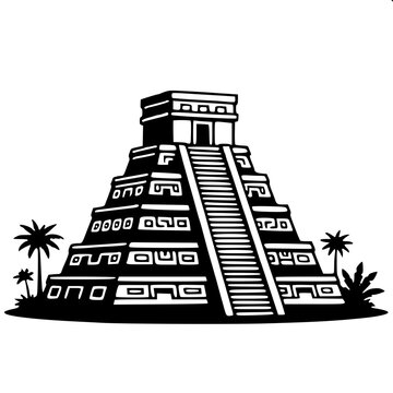 Ancient Mayan Pyramid Geometric Vector
