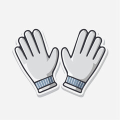 Obraz premium Pair of cartoon-style white gloves with blue cuffs
